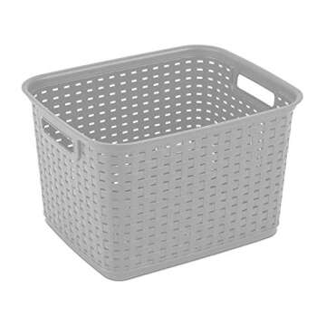 Sterilite 6-Pack Tall Plastic Weave Storage Basket, Laundry Organizing Hamper, Gray