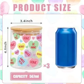 JarThenaAMCS 3Pcs Valentine Glass Storage Jars Set with Airtight Lid