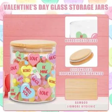 Valentine Decorative Glass Storage Jars Set 3Pcs