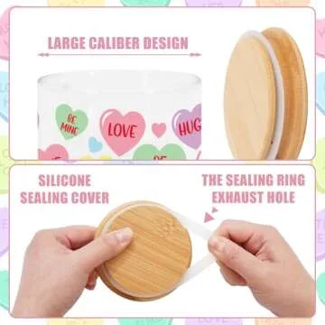 Valentine Decorative Glass Storage Jars Set 3Pcs