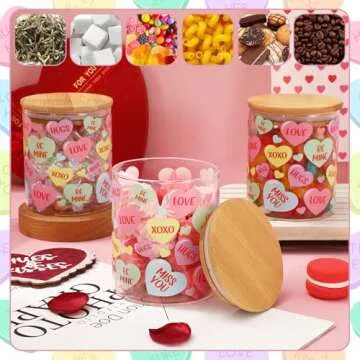 Valentine Decorative Glass Storage Jars Set 3Pcs