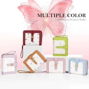 BIAOTIE Bow Women's Wallet Cute Bifold Zipper Around Wallet for Women RFID Credit Card Holder Purse for Ladies Aesthetic Leather Card Holder Wallet (Bow Pink)