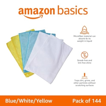 Amazon Basics 144 Pack Microfiber Cleaning Cloths