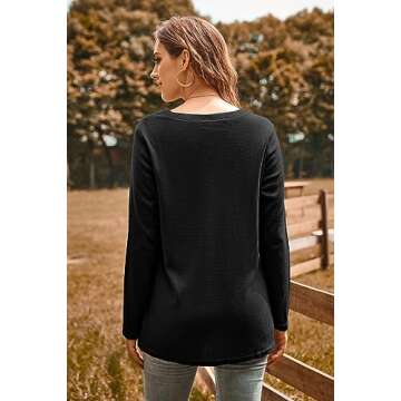 KILIG Womens 2023 Fall Cowl Neck Lightweight Sweaters Long Sleeve Button Tunic Tops Sweatshirts
