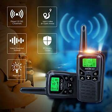 Walkie Talkies, MOICO Long Range Walkie Talkies for Adults with 22 FRS Channels,Family Walkie Talkie...