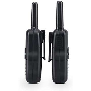 Walkie Talkies, MOICO Long Range Walkie Talkies for Adults with 22 FRS Channels,Family Walkie Talkie with LED Flashlight VOX LCD Display for Hiking Camping Trip (Black 2 Pack)