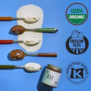 JEM Organics Cashew Cardamom Almond Nut Butter, Organic, All Natural, Gluten-Free, Vegan, Paleo, Keto Snack, 6 oz Jar, Single Pack