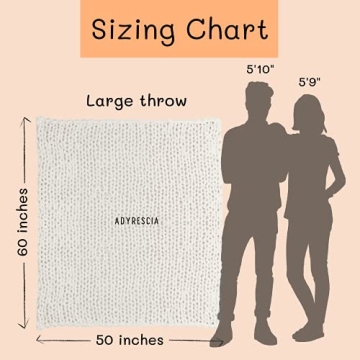 Adyrescia Chunky Knit Blanket Throw | 100% Hand Knit with Jumbo Chenille Yarn (50"x60", Cream White)