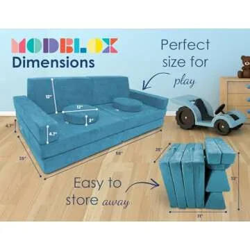 Mod Blox 10 Piece Soft Modular Kids Play Couch for Boys and Girls