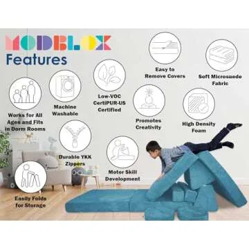Mod Blox Kids Play Couch | 10 Piece Soft Modular Set