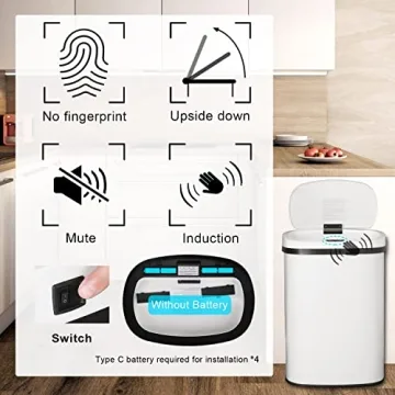 Touchless 13 Gallon Trash Can for Hands-Free Disposal