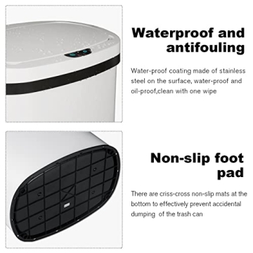 Touchless 13 Gallon Trash Can for Hands-Free Disposal