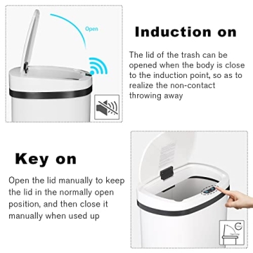 Touchless 13 Gallon Trash Can for Hands-Free Disposal