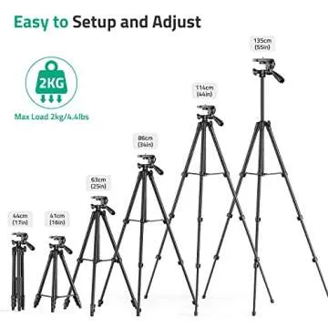 Camera Tripod, 55" Phone Tripod Stand with Remote Shutter, Carry Bag for Travel Record/TIK Tok/Photography/Live Stream/YouTube Video, Compatible DSLR and Smartphone
