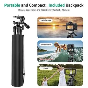 Camera Tripod, 55" Phone Tripod Stand with Remote Shutter, Carry Bag for Travel Record/TIK Tok/Photography/Live Stream/YouTube Video, Compatible DSLR and Smartphone