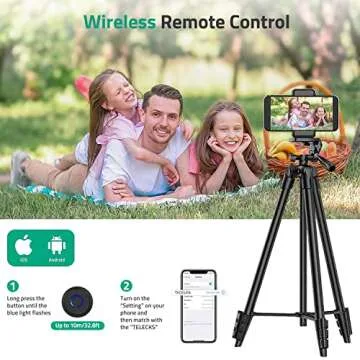 Camera Tripod, 55" Phone Tripod Stand with Remote Shutter, Carry Bag for Travel Record/TIK Tok/Photography/Live Stream/YouTube Video, Compatible DSLR and Smartphone