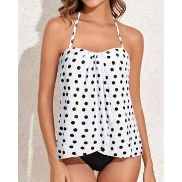 Tempt Me White Polka Dot Tankini Swimsuit for Women