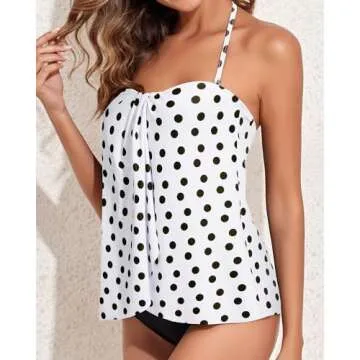 Tempt Me White Polka Dot Tankini Swimsuit for Women