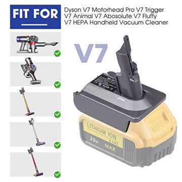 BTRUI for Dyson V7 Battery Adapter for Dewalt 20V Battery Convert to for Dyson SV11 V7 Animal Cordless Stick Vacuum Cleaner Handheld Vacuum Converter (only DW20V7 Adapter)