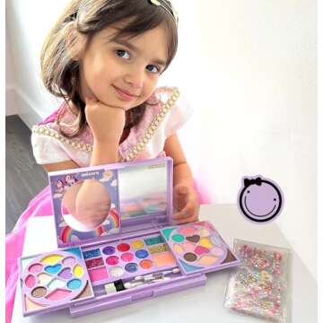Tomons Kids Makeup Kit for Girl Real Washable Cosmetic Toy Beauty Set, Birthday Toys Gift for 3 4 5 6 7 8 9 10 Year Girls