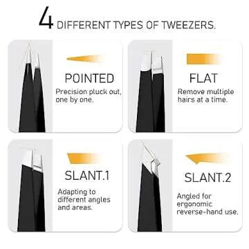 Grooming Tweezers Set with Mirror Case for Men - Black