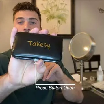 Grooming Tweezers Set with Mirror Case for Men - Black