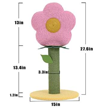 PET WONDERLAND Cute Cat Scratching Post - Pink Flower Cat Scratcher with Toy for Adults Small Large Cats,Cat Stuff,Kitty Cat Tower,Kitten Cat Tree,Cat Stand,Cat Furniture for Indoor Cats