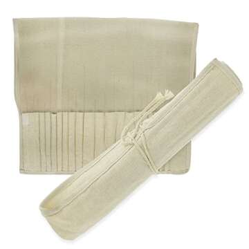 U.S. Art Supply 24-Piece Oil & Acrylic Artist Paint Brush Set with Long Handles, Canvas Brush Organizer Holder Roll-Up - Round, Flat Tips, Use for Painting Portraits, Canvas, Paper - Students, Adults