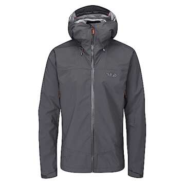 Rab Men's Downpour Plus 2.0 Waterproof Breathable Jacket for Hiking & Climbing - Graphene - Large