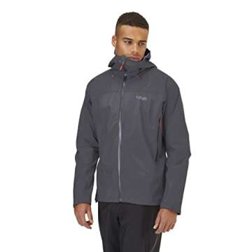 Rab Men's Downpour Plus 2.0 Waterproof Breathable Jacket for Hiking & Climbing - Graphene - Large