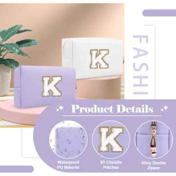 Personalized Makeup Bag with Initial A-Z - Perfect Gift