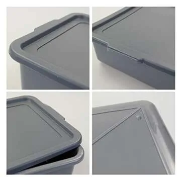 Begale 3-Pack Gray Commercial Utility Bus Box, Plastic Bus Tub with Lids, 13 L