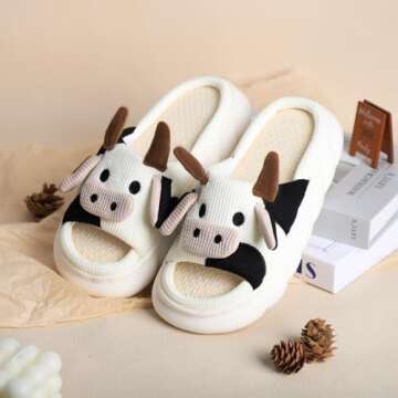 Cozy Cartoon Cow Slippers for Women | Gaolinci Slippers