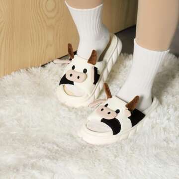 Cozy Cartoon Cow Slippers for Women | Gaolinci Slippers