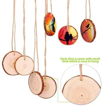 Fuyit Natural Wood Slices 25 Pcs Craft Kit Unfinished
