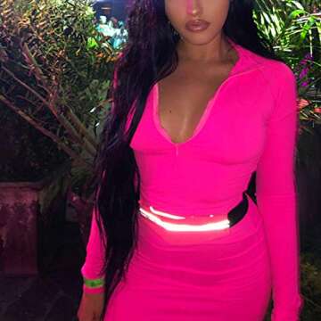 LuFeng Women's Long Sleeve High Neck Zipper Bodycon Slim Fit Dress