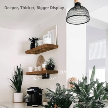 QEEIG Bathroom Floating Shelves - 16 inch Rustic Pair