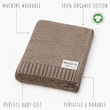 Bleu La La Organic Baby Blanket - Soft & Breathable Swaddle