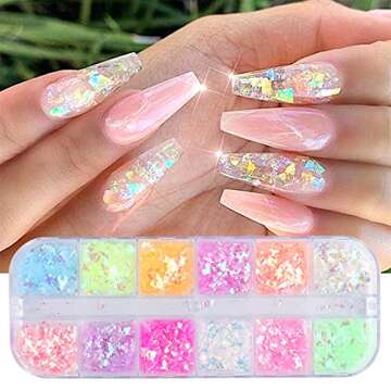 12 Colors Gradient Nail Art Glitter Sequins for DIY Glam