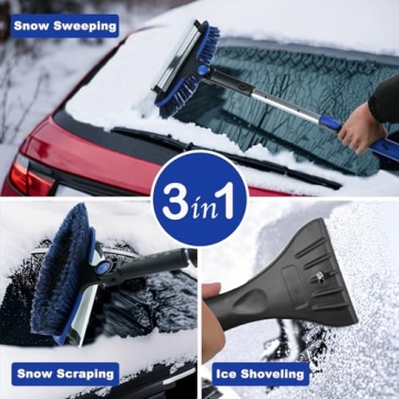 CARCAREZ 39" Extendable Car Snow Brush and Ice Scraper, Windshield Window Ice Snow Removal Snow Broom with Foam Grip 180° Pivoting Brush Head Snow Scraper for Car Auto Truck SUV