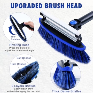 CARCAREZ 39" Extendable Car Snow Brush and Ice Scraper, Windshield Window Ice Snow Removal Snow Broom with Foam Grip 180° Pivoting Brush Head Snow Scraper for Car Auto Truck SUV