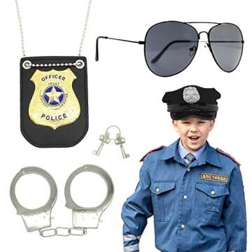 Timisea Police Accessories Kit - Pretend Play Detective Role Costume Set With Hat, Handcuffs, Sungla...