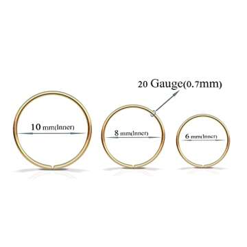 3 Gold Hoop Earrings | Small 14k Gold Filled Loop Earrings | 20 Gauge Wire Thickness | Hypoallergeni...
