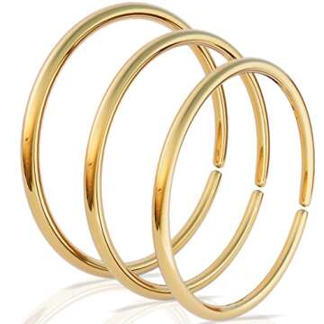 3 Gold Hoop Earrings | Small 14k Gold Filled Loop Earrings | 20 Gauge Wire Thickness | Hypoallergenic Earrings | Sensitive Earrings for Women | 3 Different Sizes 6, 8, 10mm Hoops Diameter