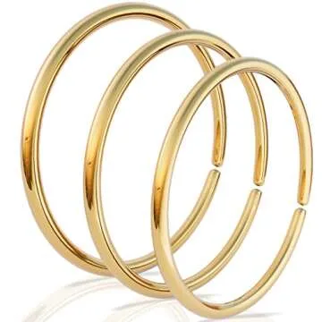 3 Gold Hoop Earrings | Small 14k Gold Filled Loop Earrings | 20 Gauge Wire Thickness | Hypoallergenic Earrings | Sensitive Earrings for Women | 3 Different Sizes 6, 8, 10mm Hoops Diameter