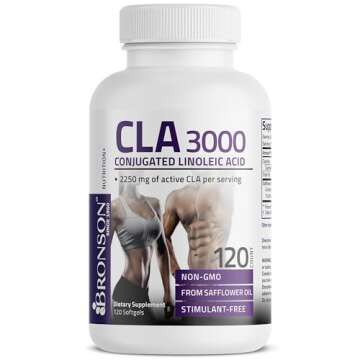 Bronson CLA 3000 Extra High Potency Supports Healthy Weight Management Lean Muscle Mass Non-Stimulating Conjugated Linoleic Acid 120 Softgels