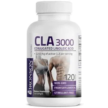 Bronson CLA 3000 Extra High Potency Supports Healthy Weight Management Lean Muscle Mass Non-Stimulating Conjugated Linoleic Acid 120 Softgels