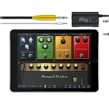 IK Multimedia iRig 2 portable guitar audio interface, lightweight audio adapter for iPhone and iPad with instrument input and headphone/amplfiier outs