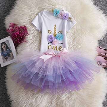 TTYAVO Baby Girl 1st Birthday 3Pcs Outfit Set
