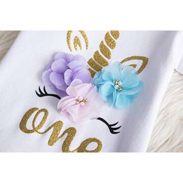 TTYAVO Baby Girl 1st Birthday 3Pcs Outfit Set